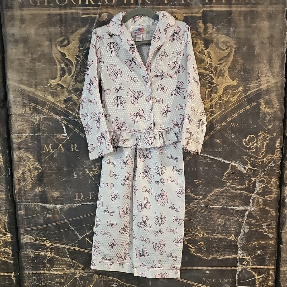 btween Butterfly Print Kids Pajama Set - Pink and White